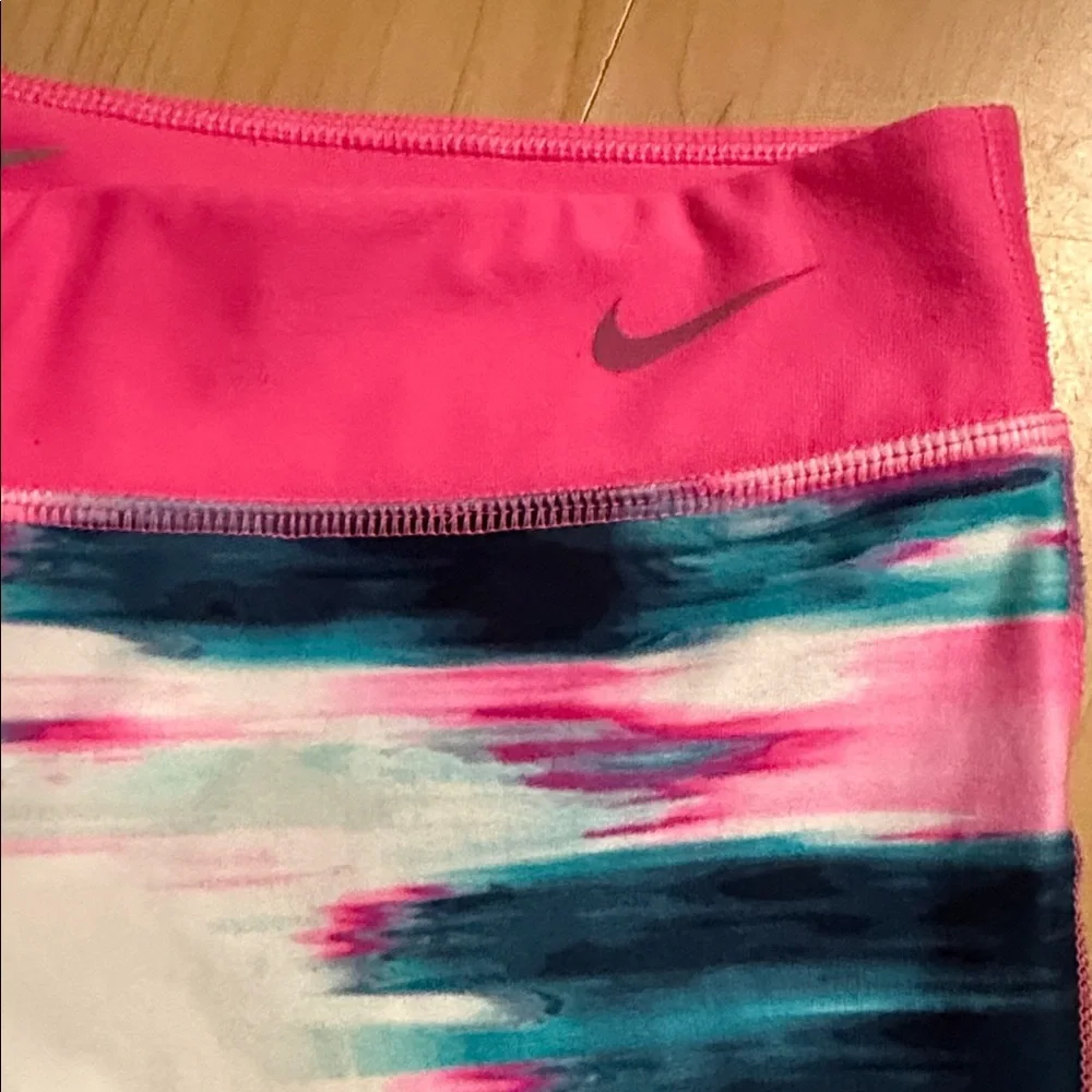 Nike Dynamic Pink and Blue Striped Leggings